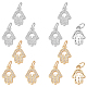 Nbeads 12Pcs 2 Colors Brass Micro Pave Clear Cubic Zirconia Charms ZIRC-NB0001-77-1
