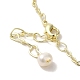 Pulseras de eslabones de perlas naturales de flores BJEW-C051-28G-3