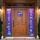 Cartel colgante de poliéster para decoraciones de porche de puerta de entrada de oficina en casa HJEW-WH0023-019-3