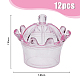 王冠の形をしたプラスチック キャンディー ボックス  キャップ付き  結婚式のお菓子の収納に  ピンク  7.85x7.05cm AJEW-WH0033-08C-2