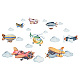 SUPERDANT Watercolor Airplane Wall Decals Plane Wall Stickers Colorful Clouds Cute Helicopter Vinyl Art Decor for Kids Room Nursery Classroom Playroom Baby Room Decor DIY-WH0228-636-1