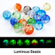 SUPERFINDINGS 35Pcs 7 Colors Luminous Beads Lampwork Glass Beads 9-10x10-11mm Round Beads Glow Crystal Loose Beads for Jewelry Making Charm Bracelet Necklace Earrings LAMP-FH0001-13-2