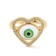 Coeur de zircone cubique avec anneau de manchette ouvert mauvais œil avec acrylique RJEW-B042-05G-2