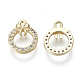 Brass Micro Pave Clear Cubic Zirconia Charms KK-S348-520-NF-2