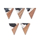 樹脂＆ウォールナットウッドペンダント  ツートンカラーの幾何学模様のチャーム  三角形  37x30.5x3mm  穴：2mm WOOD-C016-01H-1