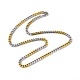 Placage sous vide bicolore 201 collier de chaîne à maillons cubains en acier inoxydable avec 304 fermoirs en acier inoxydable pour hommes femmes NJEW-M194-01A-GP-1