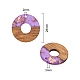 Transparent Resin & Walnut Wood Pendants RESI-CJ0001-75-2