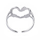 304 anillo de puño abierto de corazón de acero inoxidable X-RJEW-T023-80P-2