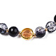 Bracciale elasticizzato rotondo con perline di vetro e anello in ottone placcato oro da donna BJEW-N018-02B-2