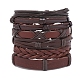 6 pulsera de cordón de cuero sintético trenzado ajustable de 6 estilos con cordón encerado para hombres BJEW-F458-15-1