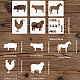 Fingerinspire 6 pz stencil per animali da fattoria da 5.9x5.9 pollici scavato maiale mucca cavallo gallo pecora stencil per pittura con parole DIY-WH0394-0011-2