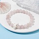 Bracelets extensibles en perles de quartz rose naturel et de dauphin turquoise synthétique BJEW-JB09830-02-2