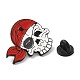 ハロウィンテーマのエナメルピン  バックパックの衣類用の黒の亜鉛合金ブローチ  頭蓋骨の海賊  27x32x1.5mm JEWB-Z013-02B-EB-3