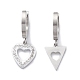 3 paire 3 style cristal strass trèfle & serrure & clé & triangle & plat rond & coeur boucles d'oreilles asymétriques EJEW-B020-01P-2