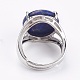 Adjustable Natural Lapis Lazuli Finger Rings X-RJEW-F075-01L-3