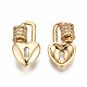 Brass Micro Pave Clear Cubic Zirconia Screw Carabiner Lock Charms KK-T056-94G-NF-2