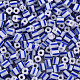 ガラス竹ビーズ  不透明な色が染み込む  丸い穴  ブルー  4~5x4mm  穴：1.6mm  約3750個/ポンド。 SEED-S054-A-003-3