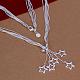 Popular Silver Color Plated Brass Multi-strand Snake Chain Necklaces NJEW-BB12805-2
