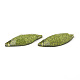 ラインストーンに葉を縫い付ける  樹脂ラインストーン  2穴リンク  ABカラー  グリッターパウダー付き  多面カット  服飾材料  黄緑  29.5x14x5mm  穴：1.2mm CRES-B006-07A-01-2