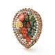 Lágrima de murano ajustable con anillo de flor con pedrería RJEW-A011-07G-3