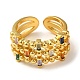 Rack Plating Brass Micro Pave Colorful Cubic Zirconia Open Cuff Rings RJEW-M162-06G-2