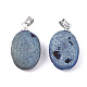 Electroplate Natural Druzy Geode Agate Pendants G-S344-60A-04-2