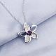 Silver Plated Brass Cubic Zirconia Flower Pendant Necklaces NJEW-BB03570-B-3