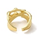 Brass Cubic Zirconia Bamboo Open Cuff Ring X-RJEW-Z019-01G-3
