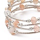 Perles de verre cinq boucles wrap bracelets BJEW-JB09056-05-4