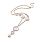 Стеклянное плоское круглое ожерелье-лариат с латунными цепочками NJEW-A015-16KCG-1