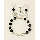 Bijoux de perles en verre fixe pour le chrétien: bracelets et boucles d'oreilles SJEW-JS00437-2