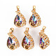 Rack Plating Brass Micro Pave Clear Cubic Zirconia Charms KK-T060-29-RS-1