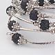 Cinq boucles enveloppent des bracelets de perles de pierre de lave BJEW-JB02920-2