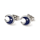 Enamel Crescent Moon with Star Stud Earrings with 316 Surgical Stainless Steel Pins EJEW-A081-09P-2