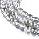 Plaqué plein arc-en-ronde galvaniques perles de verre brins EGLA-I002-8mm-01-3