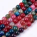 Natürliche Achat runde Perlen Strang, gefärbt, facettiert, Mischfarbe, 6 mm, Bohrung: 1 mm, ca. 62 Stk. / Strang, 14.17 Zoll