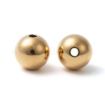 Revestimiento iónico (ip) 304 perlas de acero inoxidable, redondo, dorado, 10mm, agujero: 2.2 mm