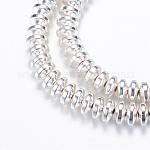 Chapelets de perles en hématite synthétique sans magnétique, rondelle, Plaqué Argent, 4x2mm, Trou: 1mm, Environ 180 pcs/chapelet, 15.7 pouce