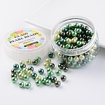 Sets de perles en verre, choc-menthe mélange, Écologiques, ronde, teinte, couleur mixte, 8mm, Trou: 0.7~1.1mm, environ 200 pcs / boîte.
