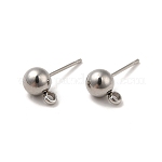 304 Stainless Steel Stud Earring Findings, with Loop, Stainless Steel Color, 17x9x6mm, Hole: 1.8mm, Pin: 0.8mm