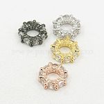 Brass Cubic Zirconia European Beads, Rondelle, Mixed Color, 8x3mm, Hole: 4mm