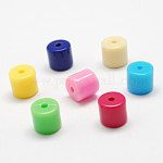 Perles acryliques de couleur unie, colonne, couleur mixte, 8x8x8mm, Trou: 2mm, environ 1075 pcs/500 g