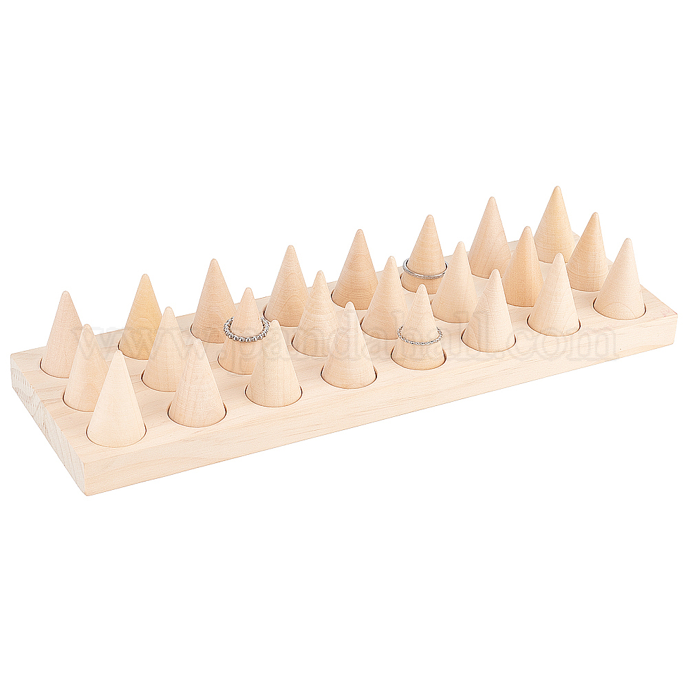 Shop NBEADS Wood Finger Ring Stand with 24 Pcs Cone Ring Holders for