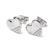 304 Stainless Steel Heart Stud Earrings for Women EJEW-F300-07P