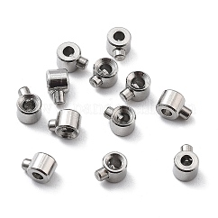 Perlas de engarce de acero inoxidable 304, cuentas espaciadoras sueltas, rerondana plana, color acero inoxidable, 3.5~4.2x3x2.5mm, agujero: 0.7 mm