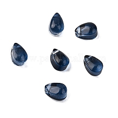 Abalorios de vidrio, lágrima, azul marino, 6x4x4mm, agujero: 1 mm