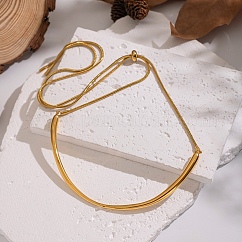 Collier ras du cou réglable en acier inoxydable 304 de forme incurvée avec chaîne serpent ronde coulissante pour femmes, véritable 18k plaqué or, diamètre intérieur: 4.53 pouce (11.5 cm)