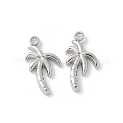 Ciondoli in acciaio inossidabile 304, ciondoli albero di cocco, anti-appannamento, colore acciaio inossidabile, 11.5x6x1.5mm, Foro: 1.2 mm