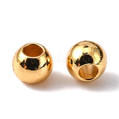 Perles d'espacement rondes en laiton plaquées sur crémaillère, accessoires en métal pour fournitures de fabrication de bijoux, sans cadmium et sans plomb, véritable 18k plaqué or, 3mm, Trou: 1mm