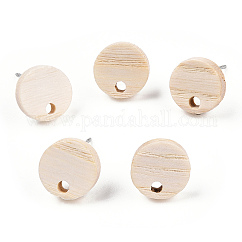 Risultati di orecchini a bottone in legno di frassino, con perno in acciaio inox 304, tondo, 10mm, Foro: 1.8 mm, ago :0.7mm